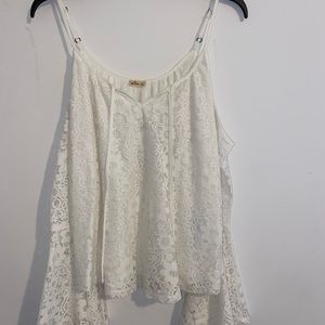 white lace off shoulder hollister top